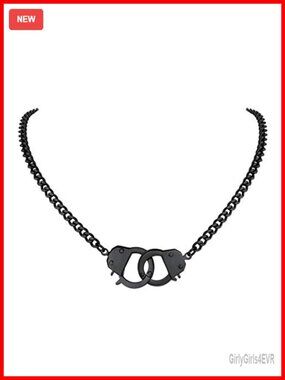 Handcuff Choker Necklace Curb Chain Gold Plated Stainless Steel Friendship Love